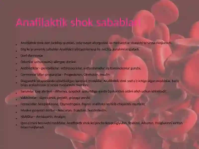 Anafilaktik shok: sabablari, klinikasi va tashxisi, birinchi yordam 3
