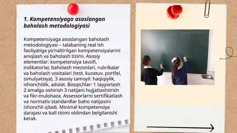 bilim ko'nikma malaka va kompetensiyalarni baholash metodi Meliqulova Umida 3