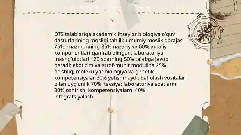 Akademik litseylarda biologik taʼlim DTS 3