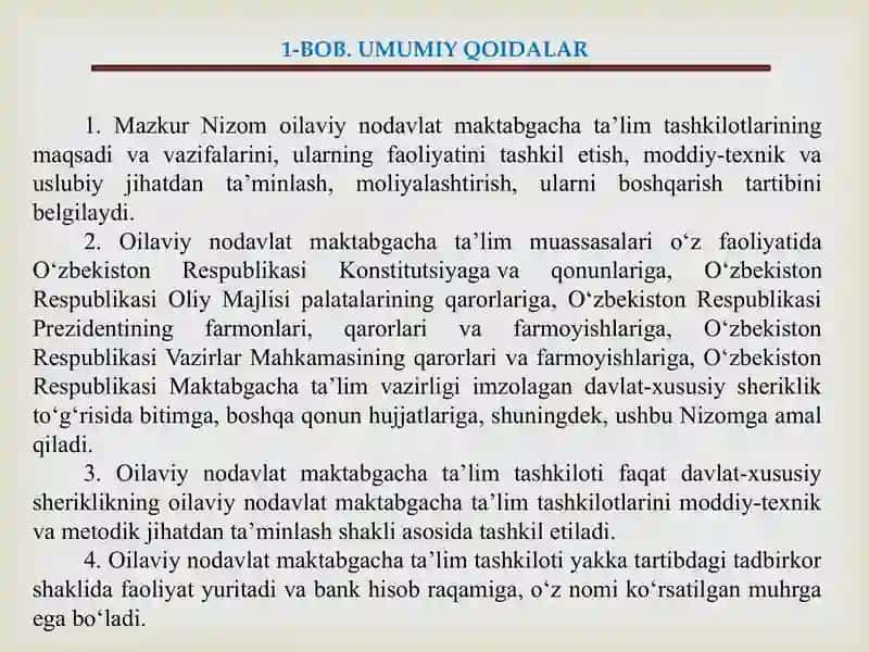 Oilaviy nodavlat maktabgacha ta’lim tashkilotlari to‘g‘risida 3