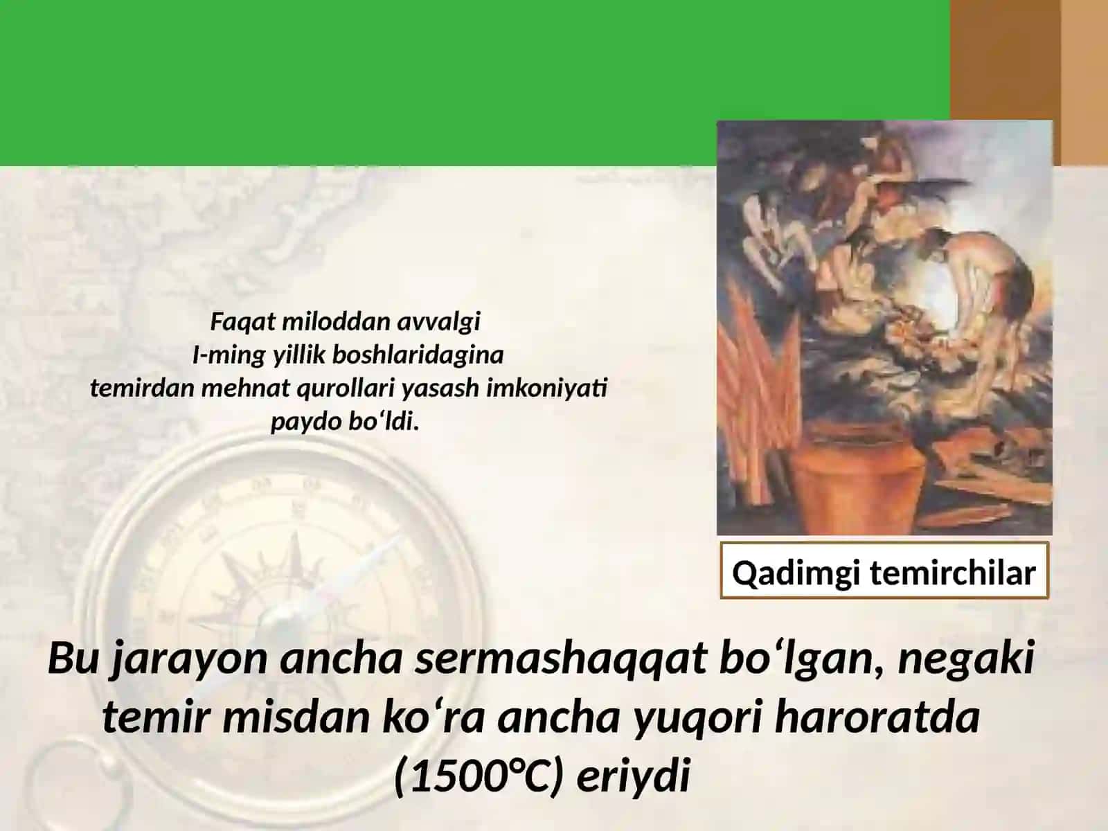 6-sinf Tarix fanidan Temir asriga o'tish davrida O'rta Osiyoning rivojlanishi dars taqdimot 3