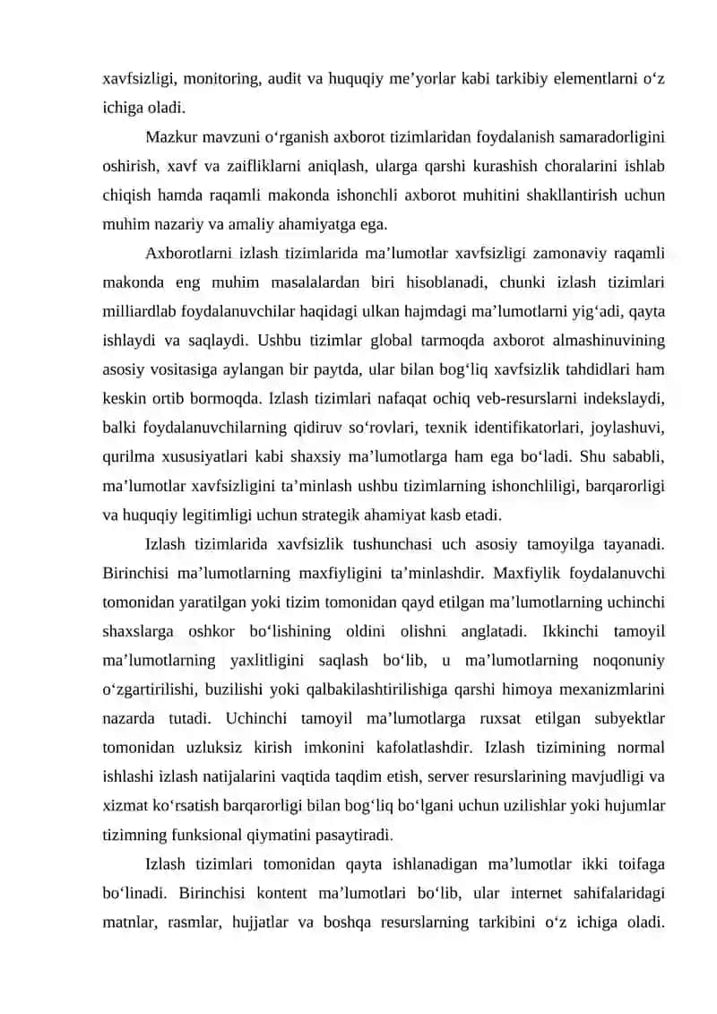 AXBOROTLARNI IZLASH TIZIMLARIDA MA’LUMOTLAR XAVFSIZLIGI 3
