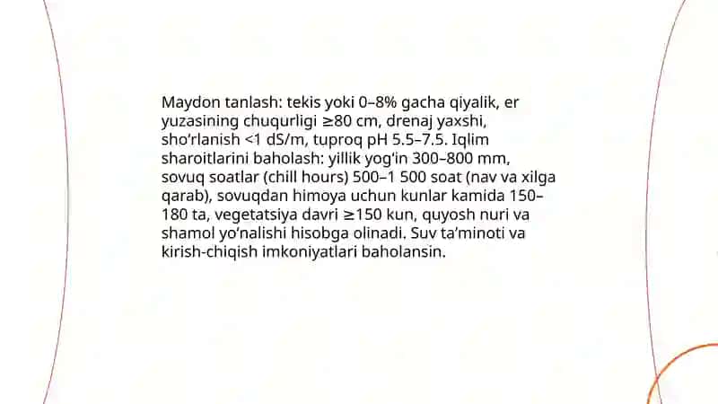 Meva bogʻlarini tashkil qilish va parvarish qilish usullari 3