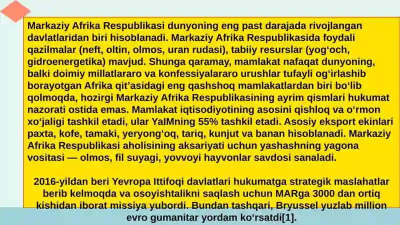 Markaziy Afrika Iqtisodiy Holati va Rivojlanishi 3