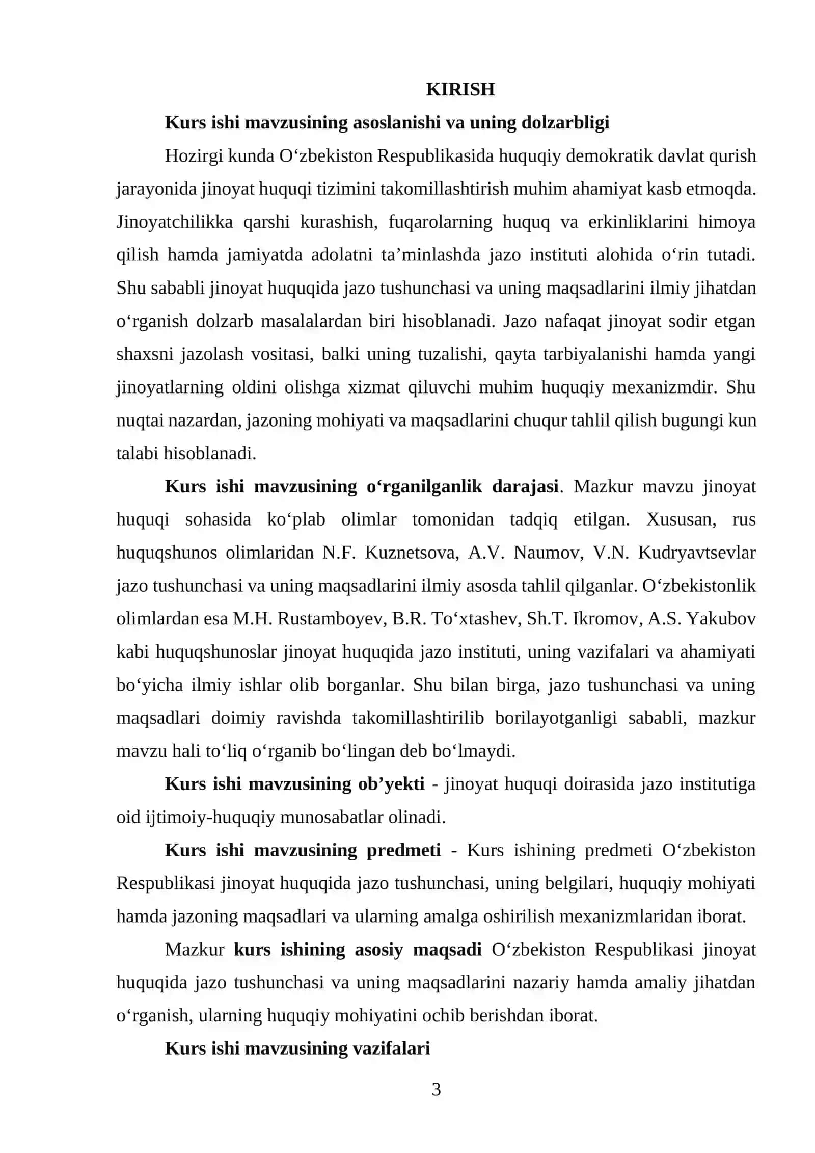 O‘zbekiston Respublikasi jinoyat huquqida jazo tushunchasi va maqsadlari 3