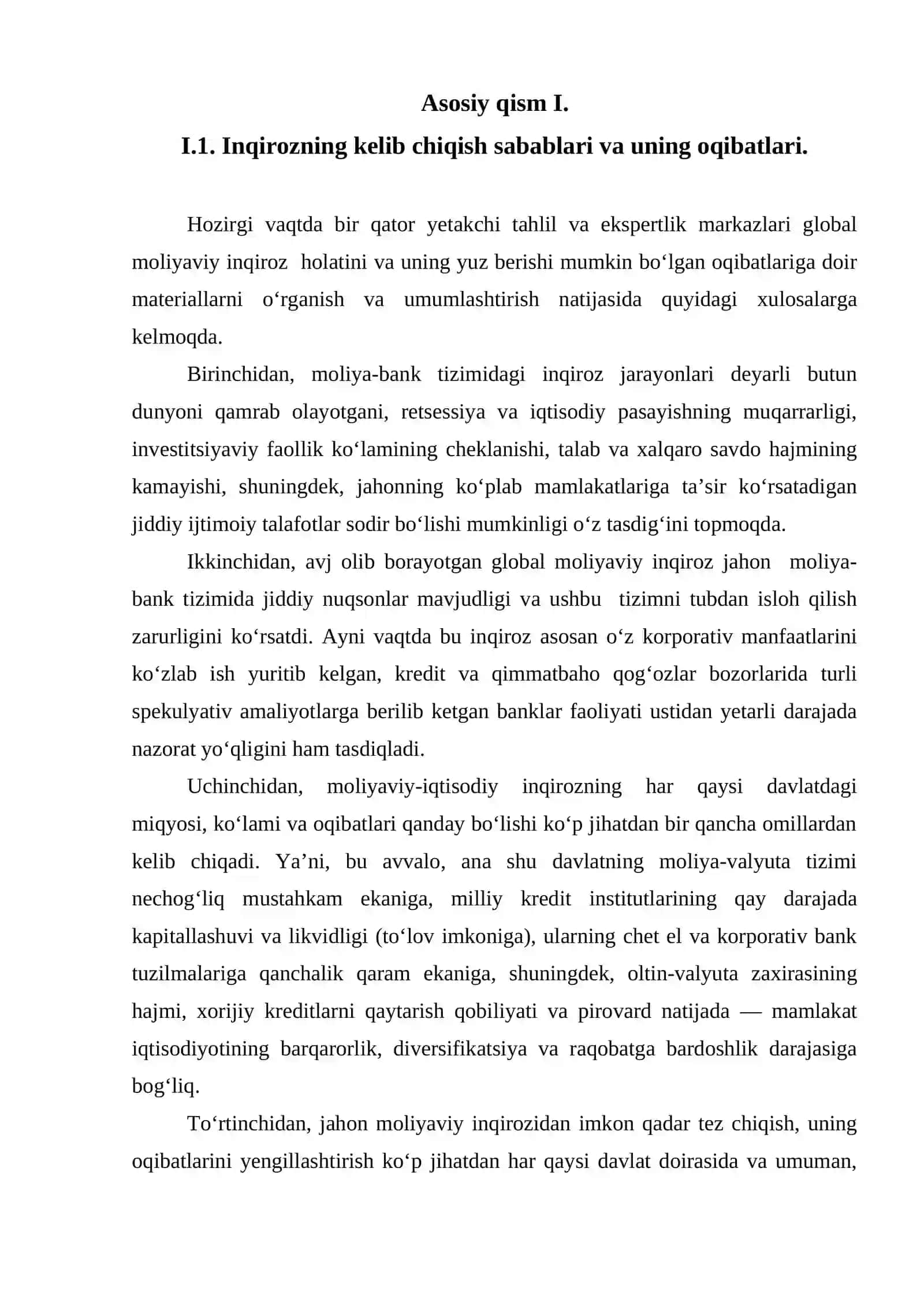 Jaxon moliyaviy inqirozi va uning oqibatlarini bartaraf etish yo'llari O'zbekiston misolida 3