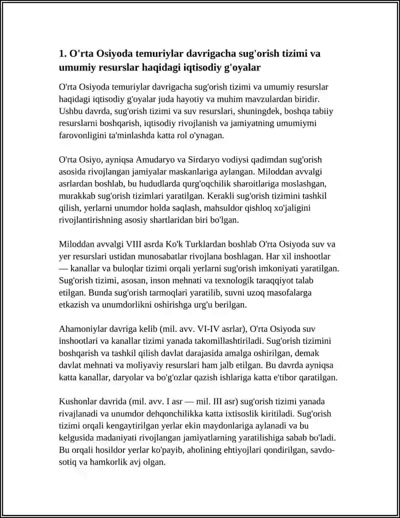 O'rta Osiyoda temuriylar davrigacha sug'orish tizimi va umumiy resurslar haqidagi iqtisodiy g'oyalar 3