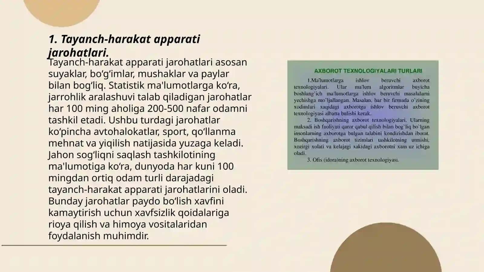 Tayanch -xarakat apparati sinishlari va chiqishlarini tashxislash. Birinchi tibbiy yordam 3