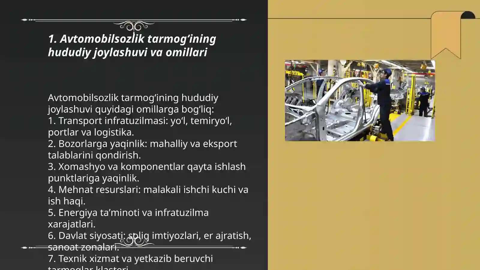 Sanoat tarmoqlarini joylashtirish. Avtomobilsozlik 3