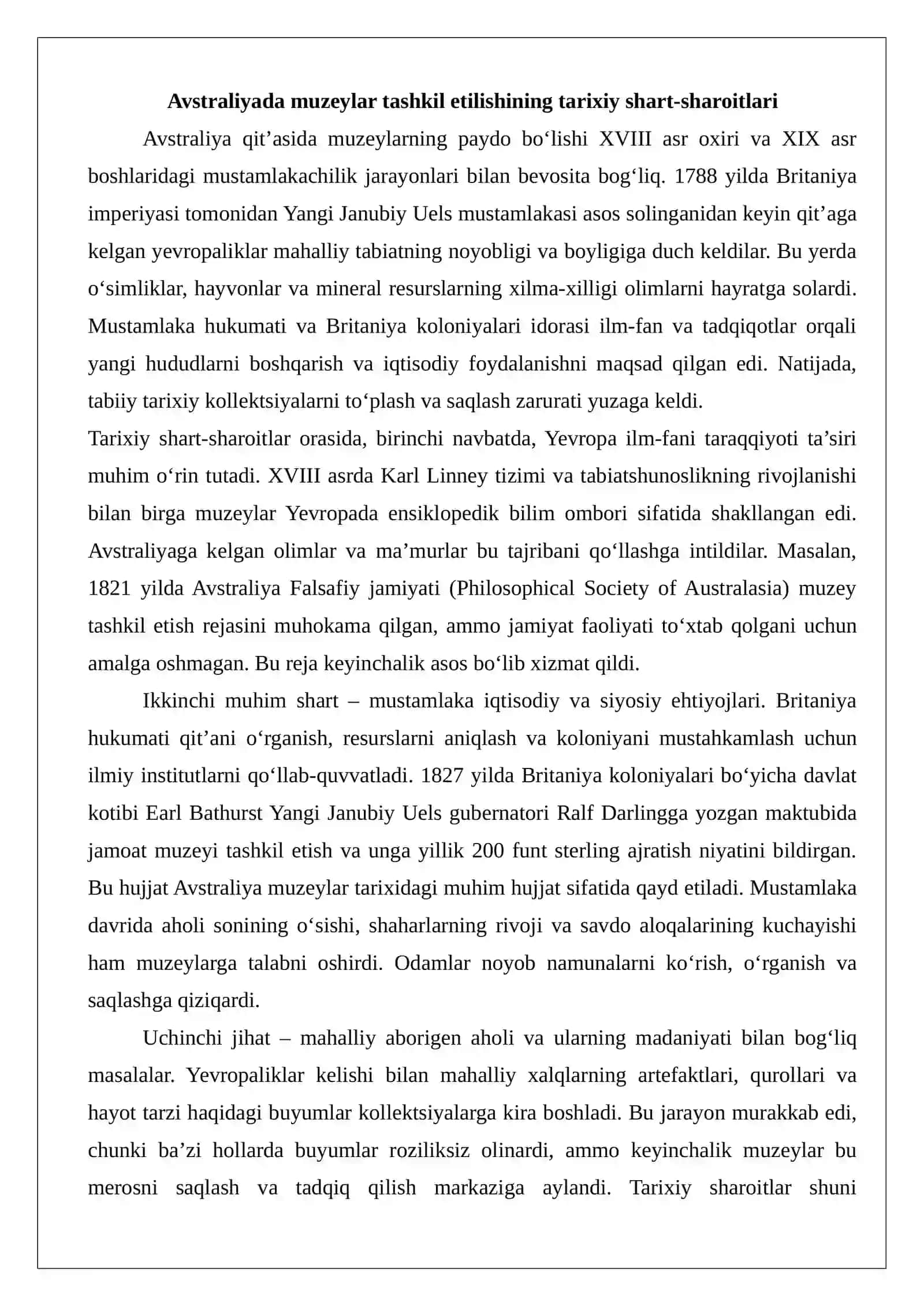 Yangi davrda Avstraliya muzeylari 3