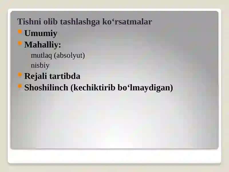 Tishni olib tashlash gako‘rsatmalar 3