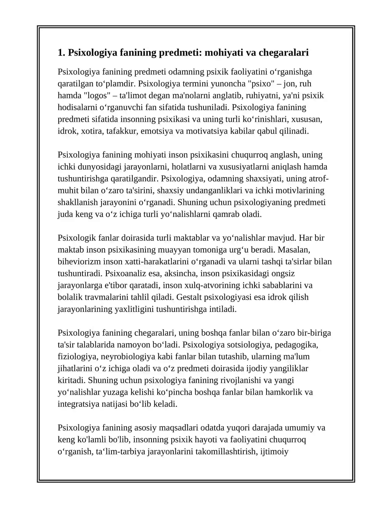 PSIXOLOGIYA FANINING PREDMETI.MAQSAD VA VAZIFALARI 3