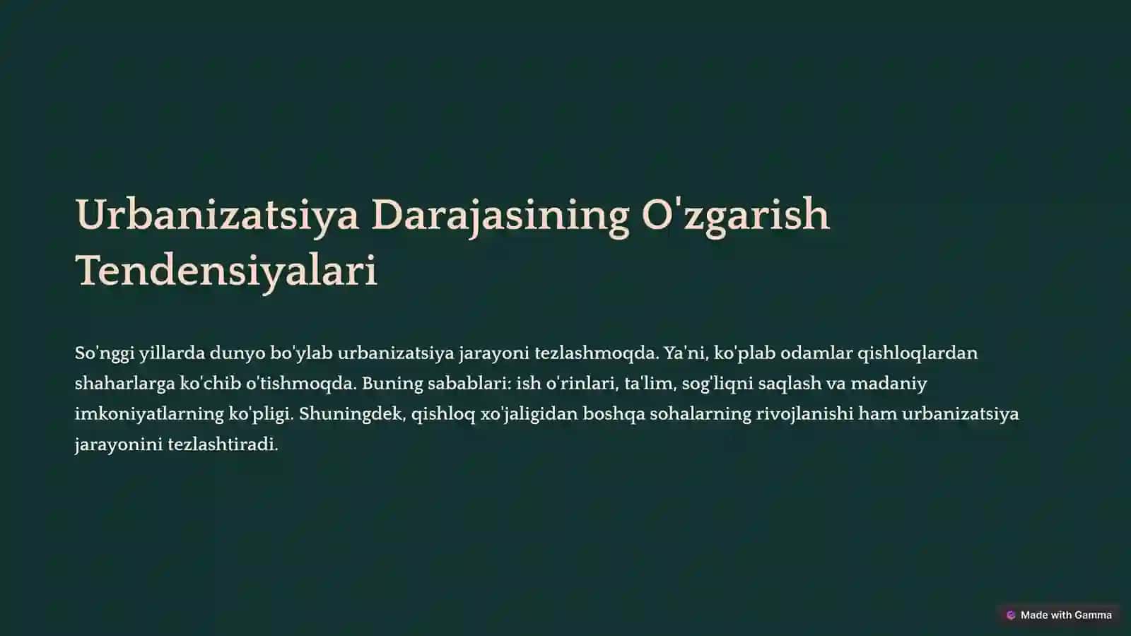 Dunyoning Yetakchi Mamlakatlarining Shahar Va Qishloq Aholisining Tarkibi 3