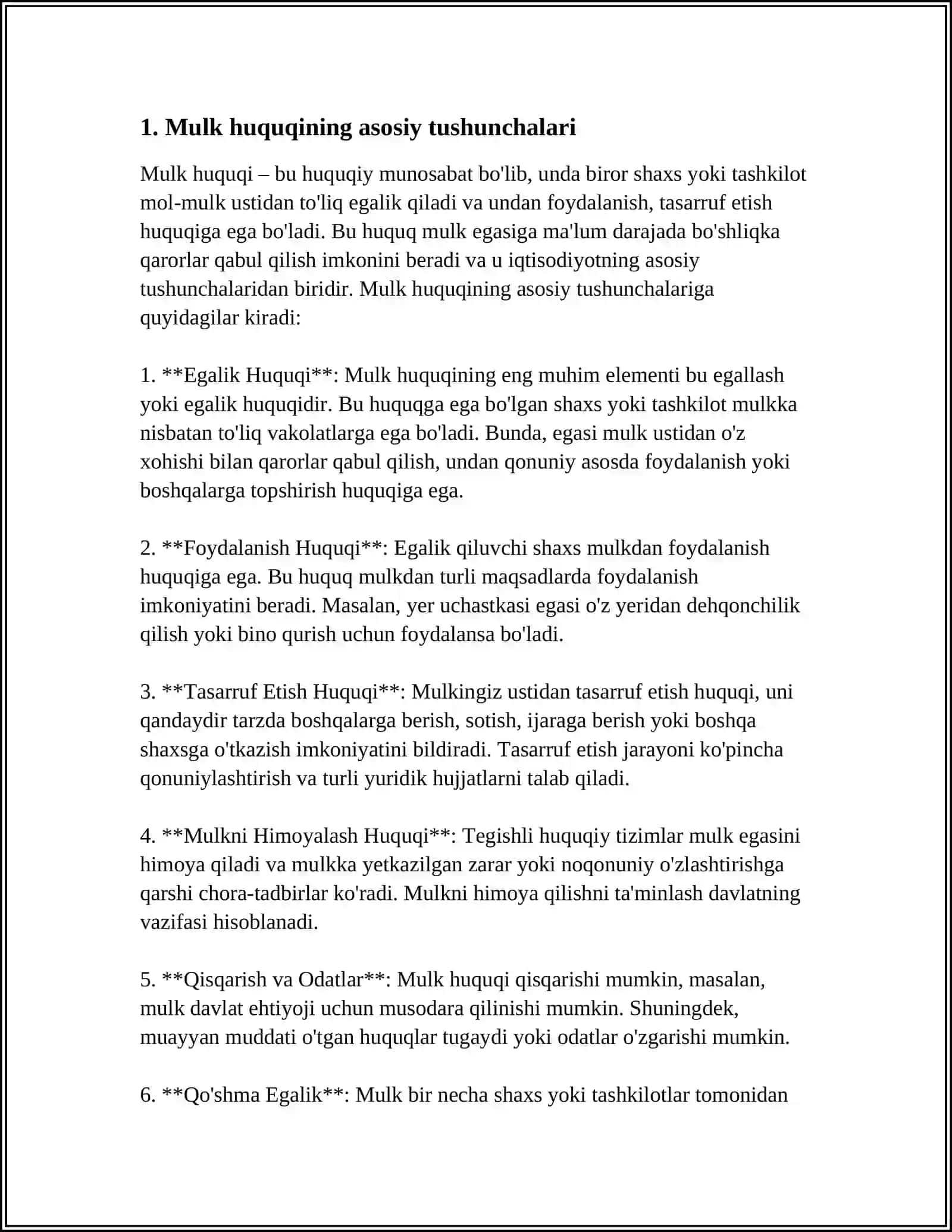 MULK HUQUQI TUSHUNCHASI BELGILARI VA FUNKSIYALARI 3