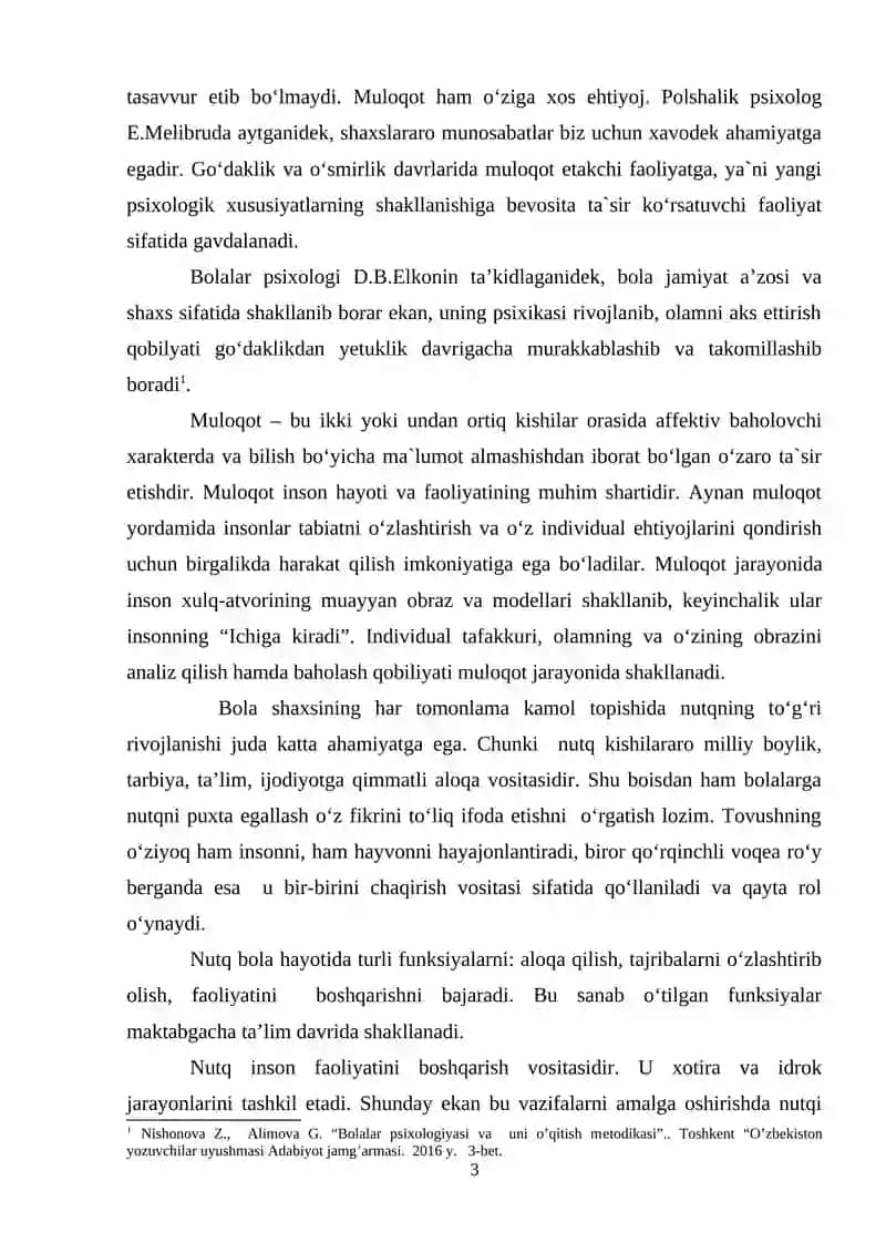 “MAKTABGACHA YOSHDAGI BOLALAR MULOQOTINI SHAKLLANTIRISHDA TARBIYACHI NUTQINING AHAMIYATI” 3