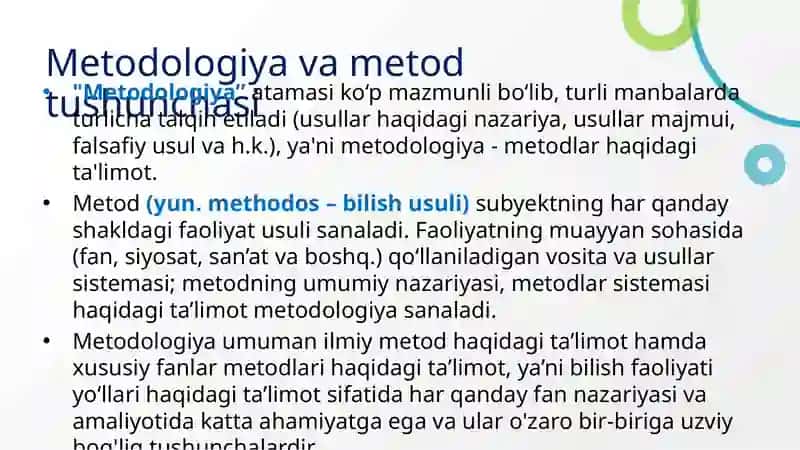 Tadqiqot metodlari: tavsifiy, qiyosiy, tarixiy-genetik metodlar 3