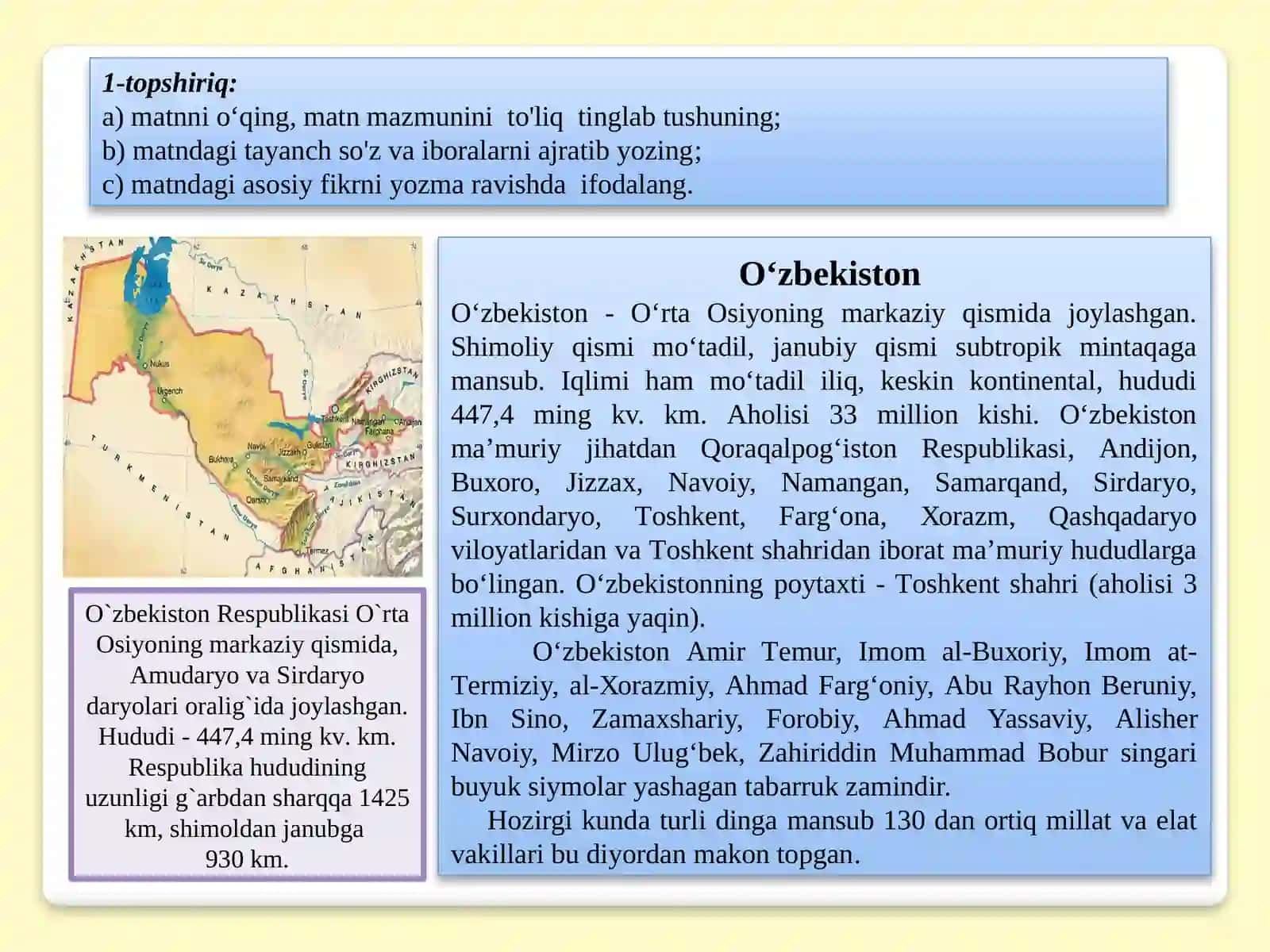 O‘ZBEKISTON- YAGONA VATAN.ME’YOR TUSHUNCHASI.ORFOEPIYA QOIDALARI 3