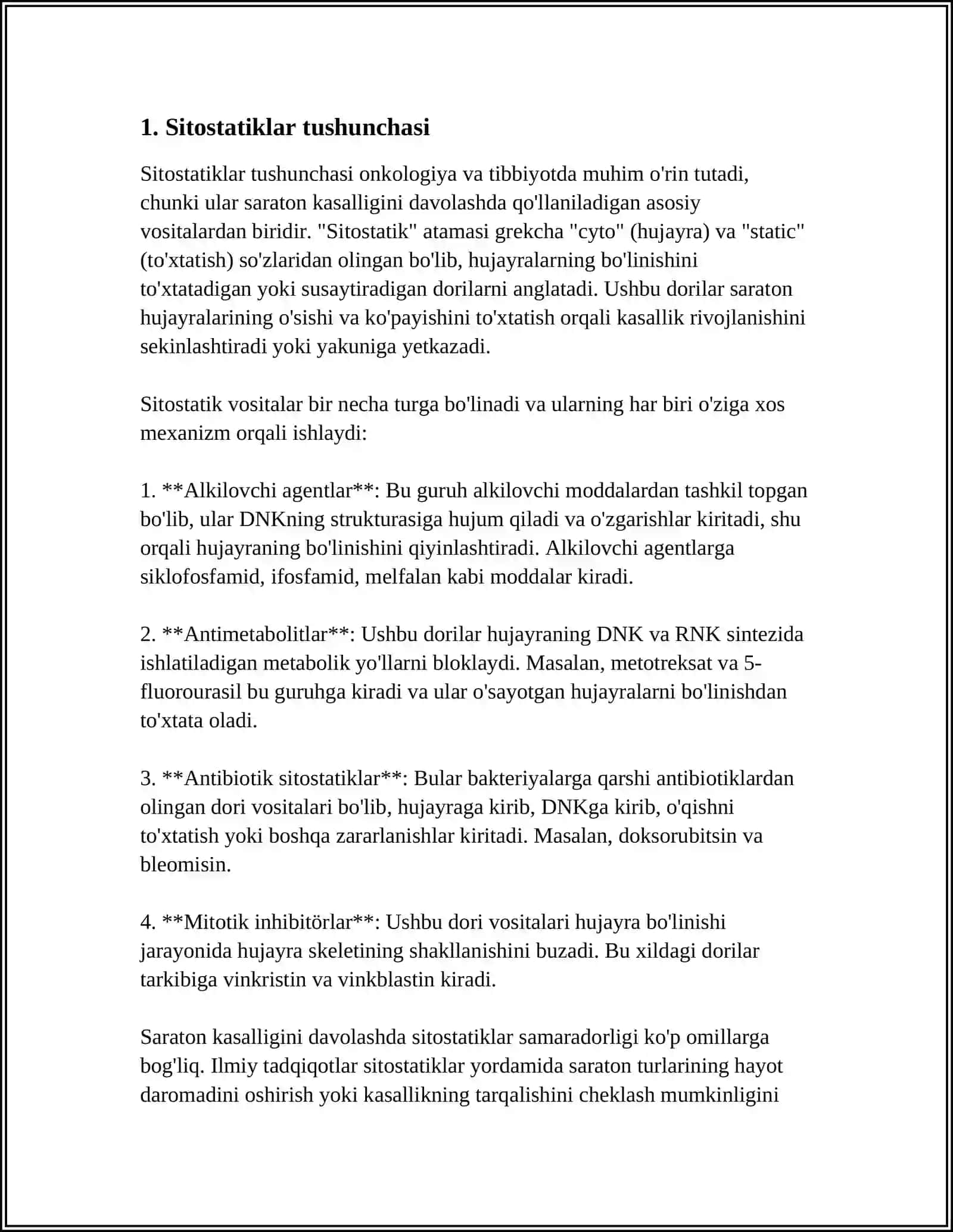 Sitostatiklar tuzilishi va qollanilishi 3