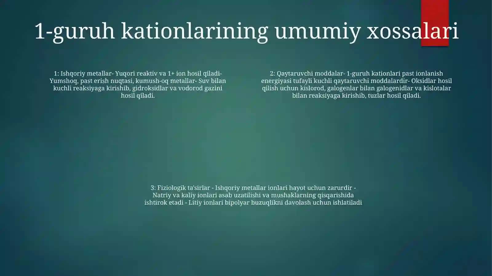 Guruh Kationlarining Umumiy Tavsifi Va Guruh Reagentining Ta'Siri 3