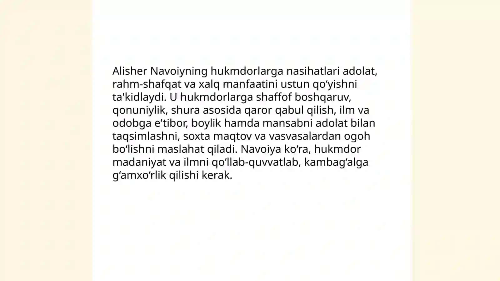 Alisher Navoiying pand-nasihat mazmunidagi asarlarida ifodalangan ijtimoiy-siyosiy, axloqiy-ta'limiy qarashlar 3