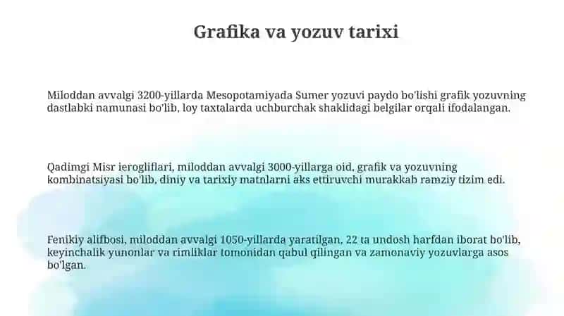 Grafika(yozuv) va grafik vositalar. Yozuvning turlari 3