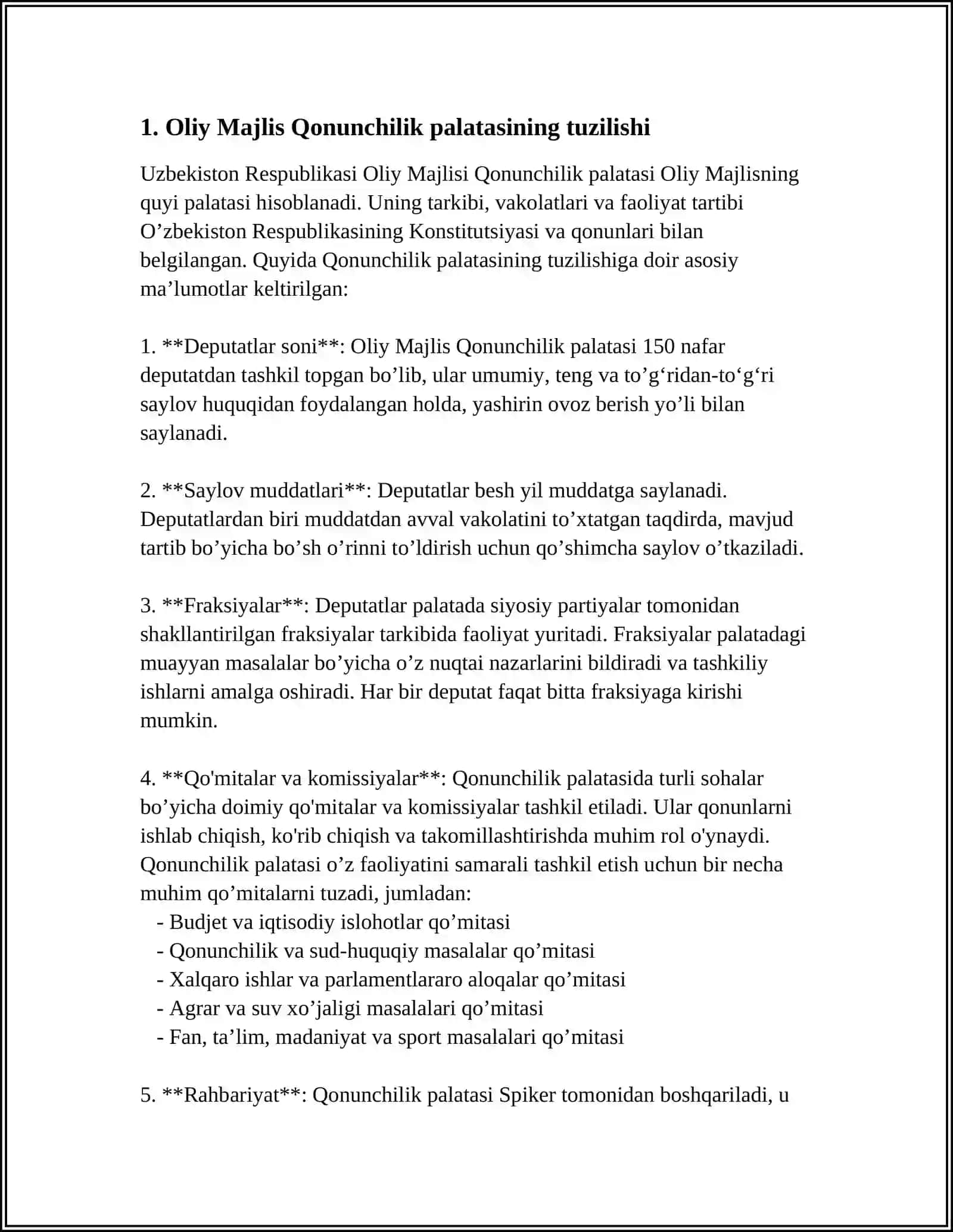 OLIY MAJLIS QONUNCHILIK PALATASINING HUQUQIY HOLATI 3