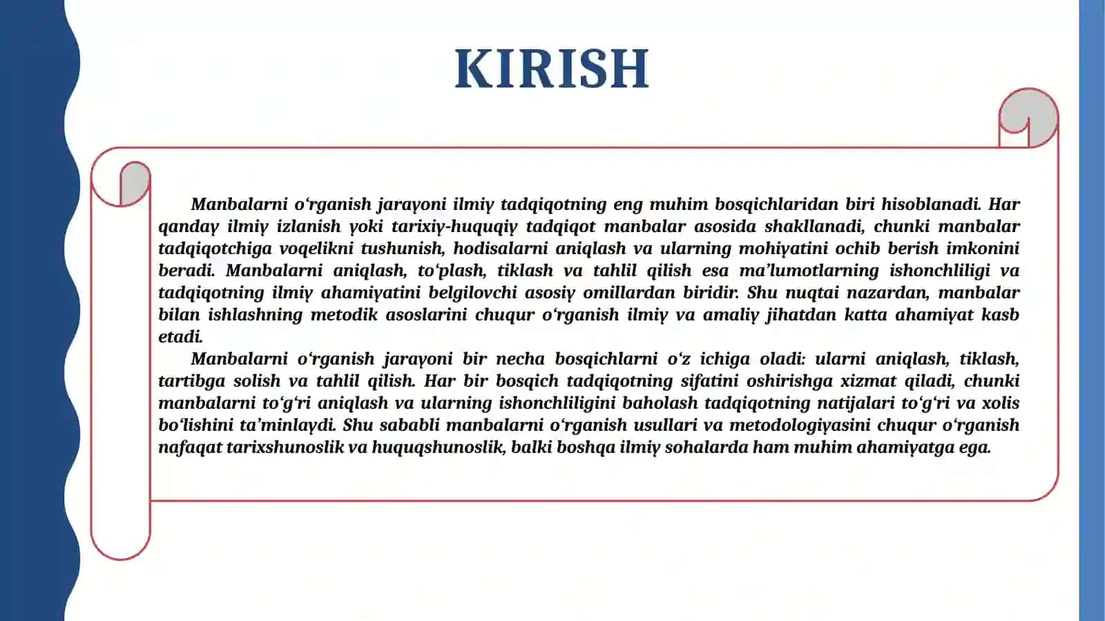 Manbalarni o‘rganish aniqlash tiklash tahlil qilish 3