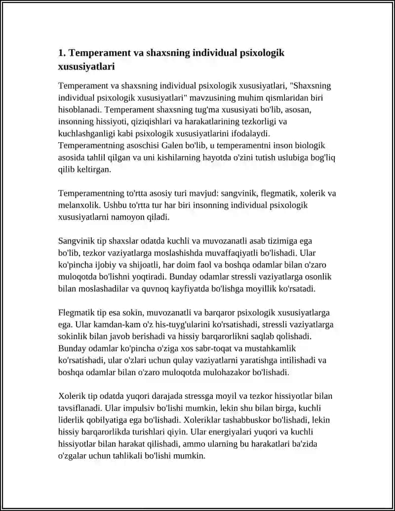 Temperament va shaxsning individual psixologik xususiyatlari 3