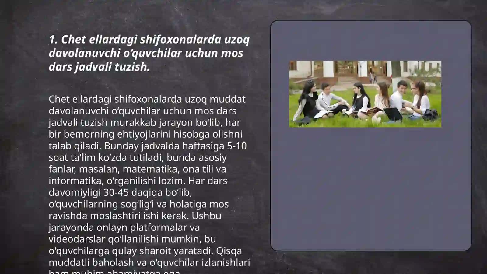 Chet ellardagi shifoxonalarda uzoq davolanuchi maktab o'quvchilarning ta'limi 3