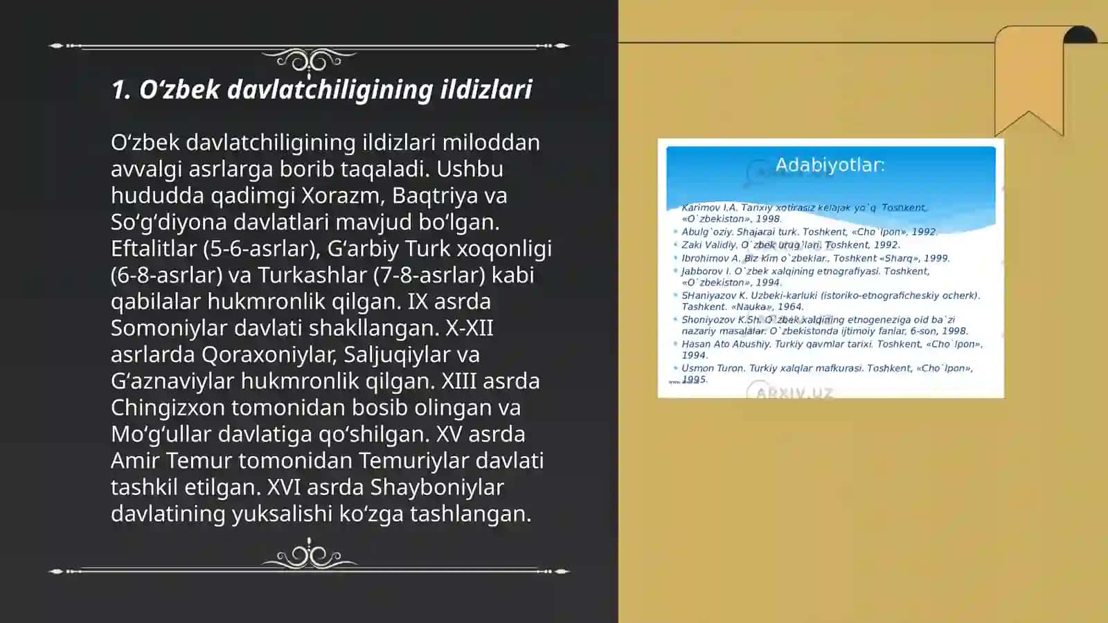 O'zbek davlatchiligining shakllanishi va taraqqiyot boschiqlari 3
