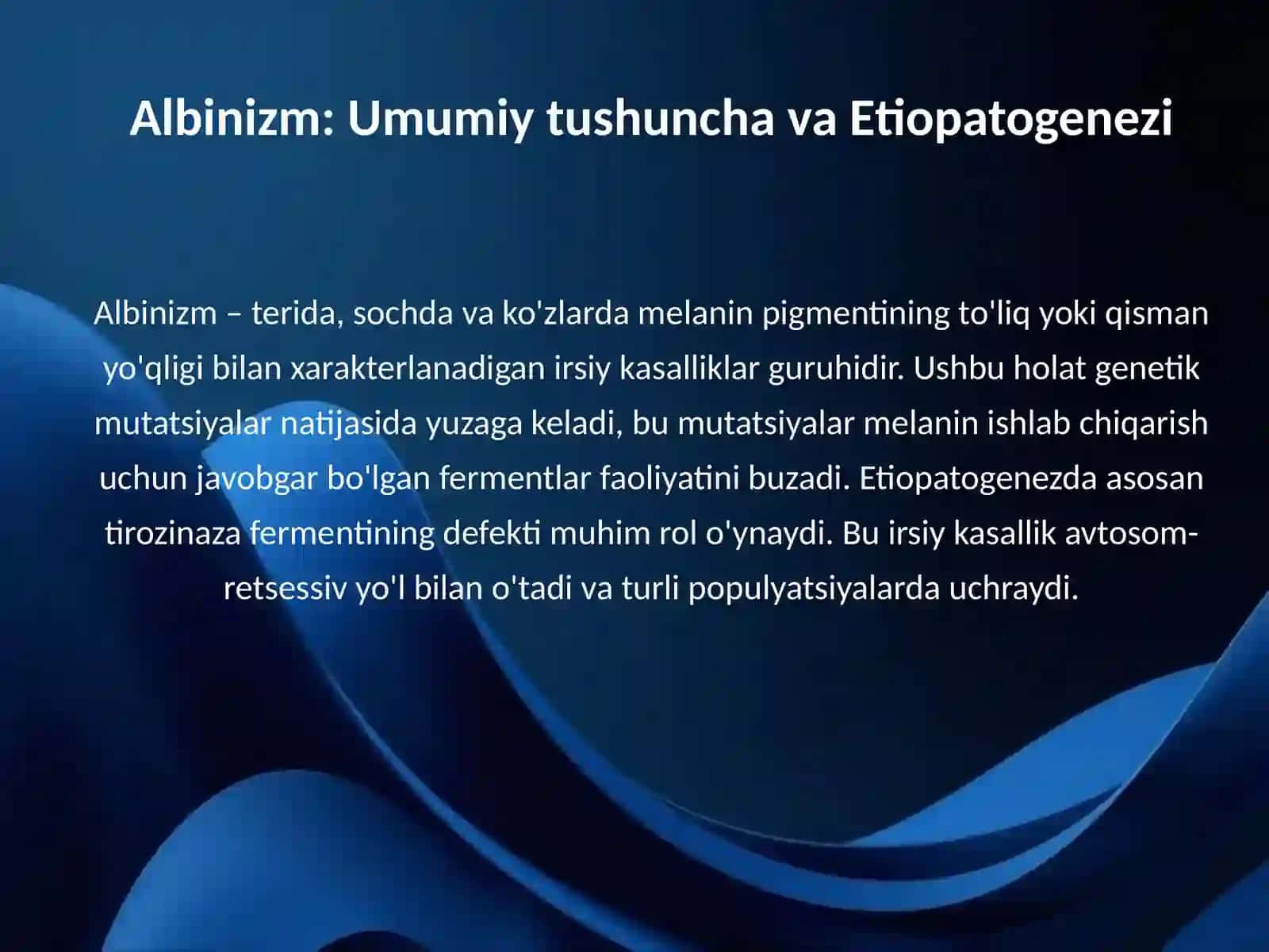 Albinizm. Etiopatogenezi, klinikasi, diagnostikasi, davolash va profilaktikasi 3