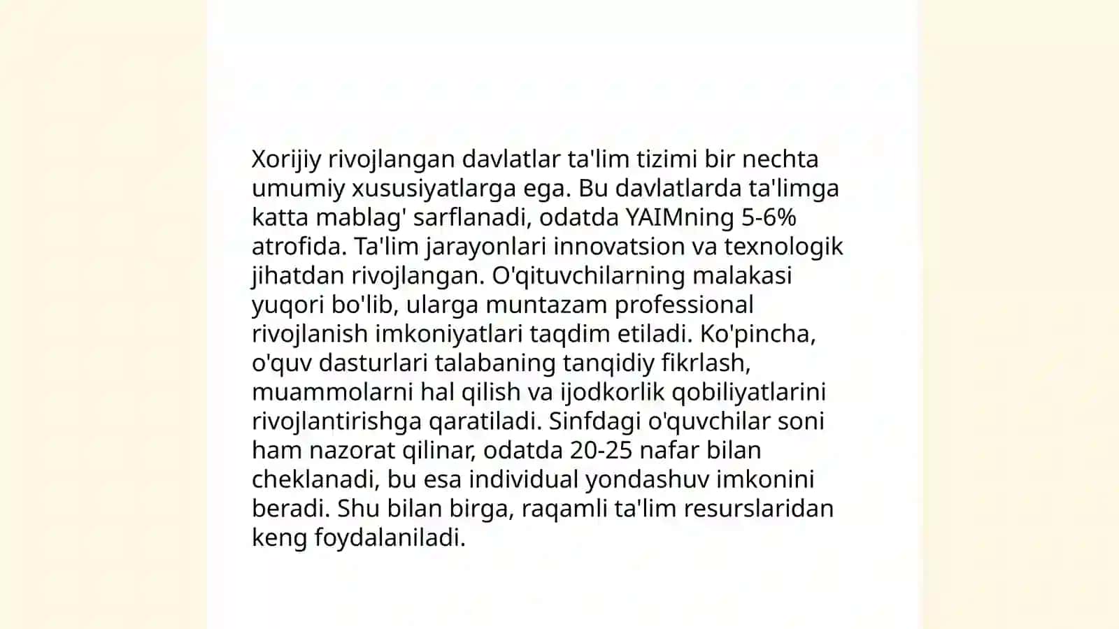 Xorijiy rivojlangan davlatlar ta'lim tizimi.AQSh va Yaponiya ta'lim tizimining o'ziga xosliklari 3