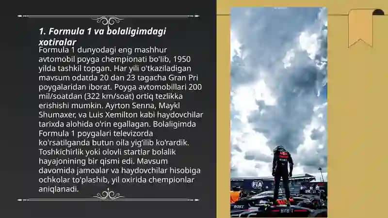 Formula 1 ning meni hayotimga ta'siri 3