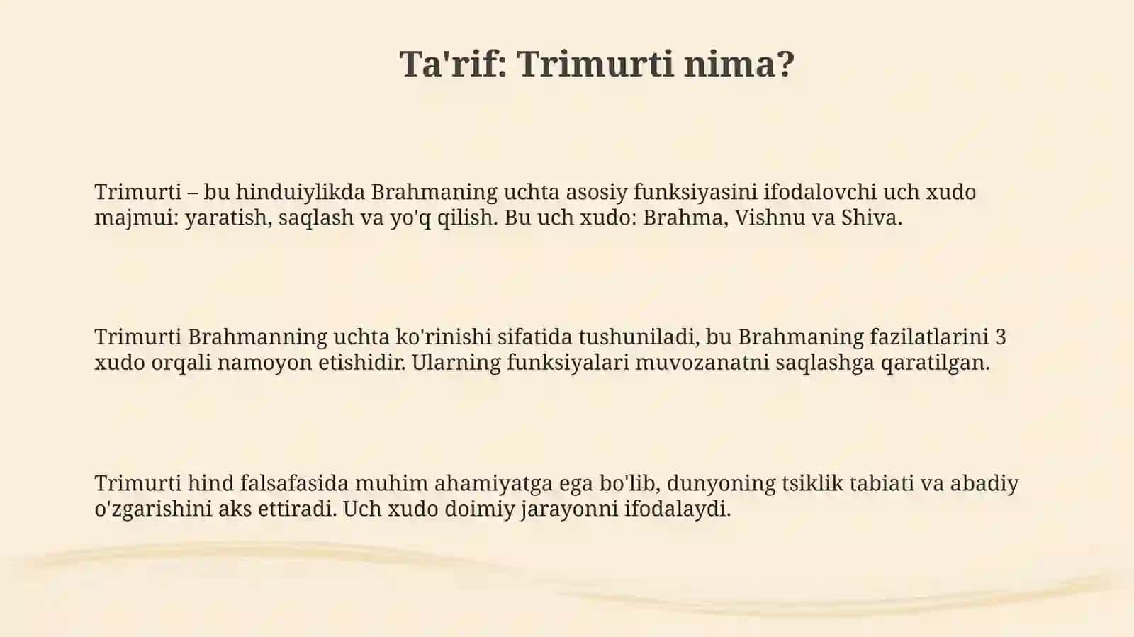 Xinduiylikdagi uchlik (trimurti) xudolari 3