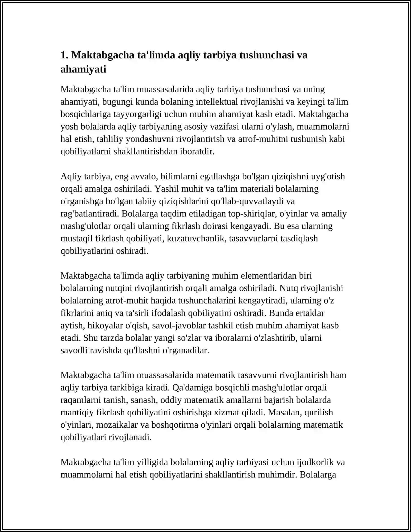 MAKTABGACHA TALIM TASHKILOTLARIDA AQLIY TARBIYANI TASHKIL ETILISHI 3