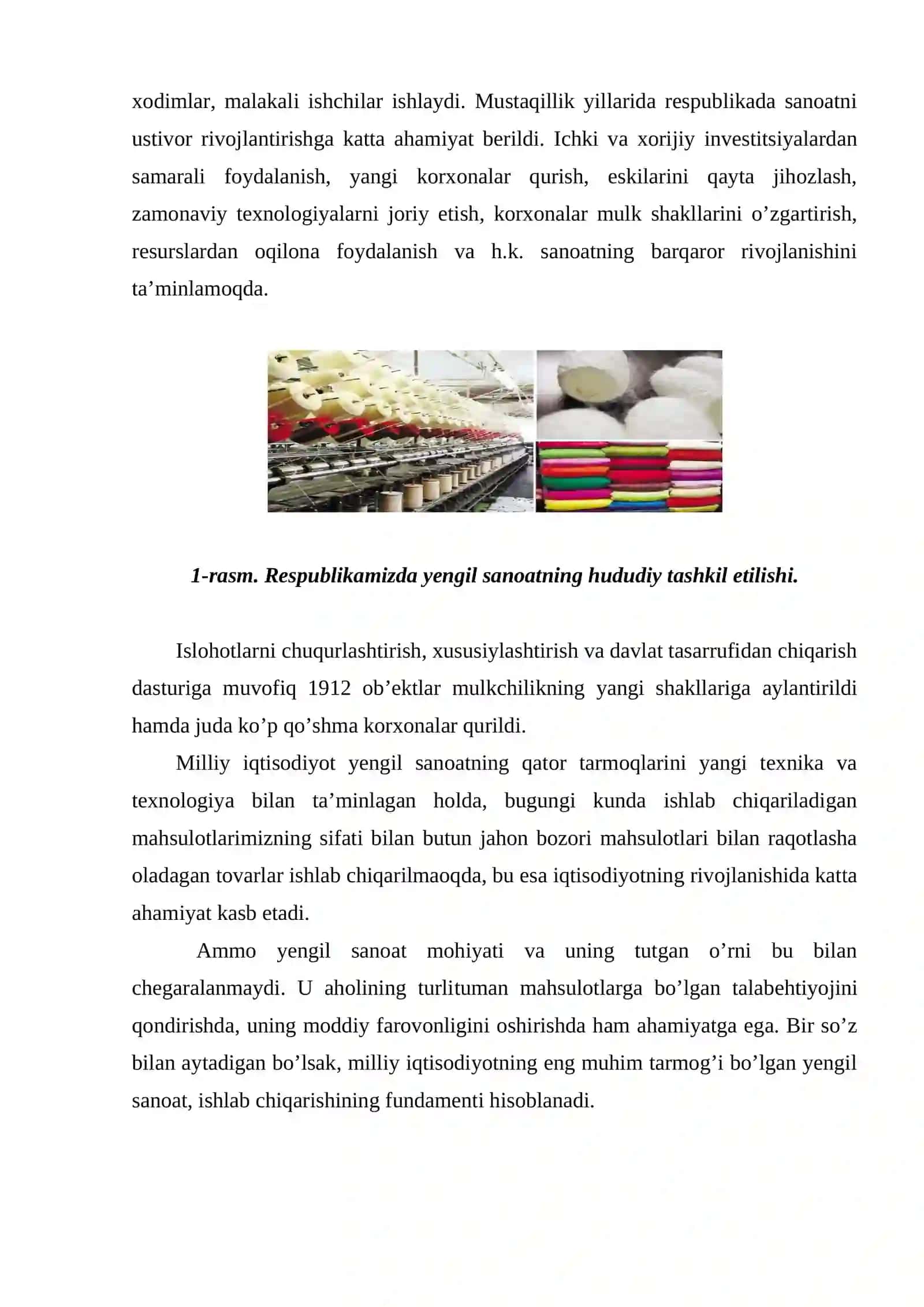 Yengil sanoat tarmoqlarining rivojlanish istiqbollari 3