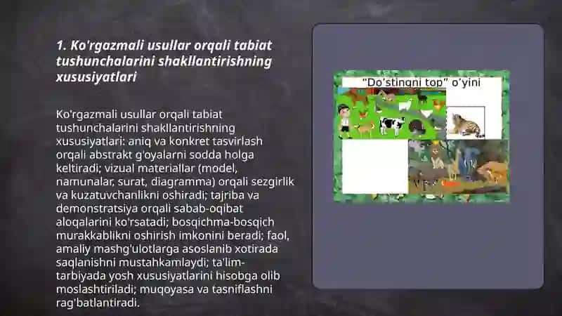 Tabiat bilan tanishtirishda koʻrgazmali metod va usullarining oʻziga xosliklari 3