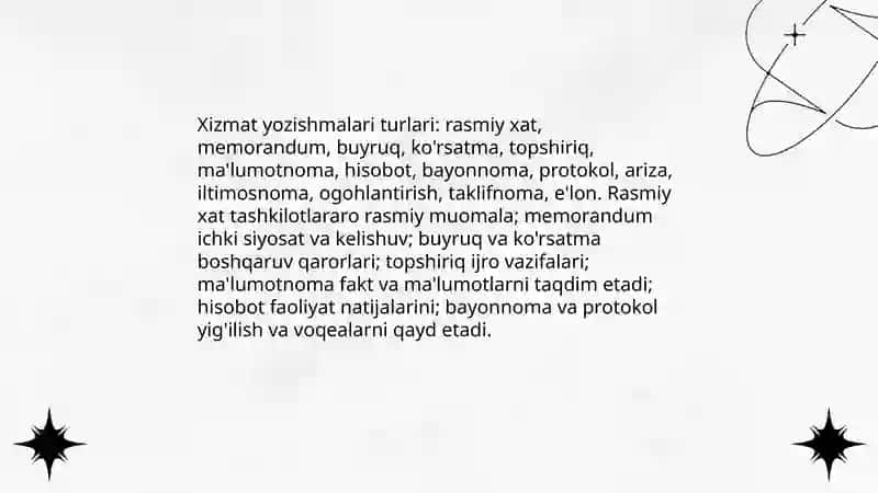 Xizmat yozishmalari 3