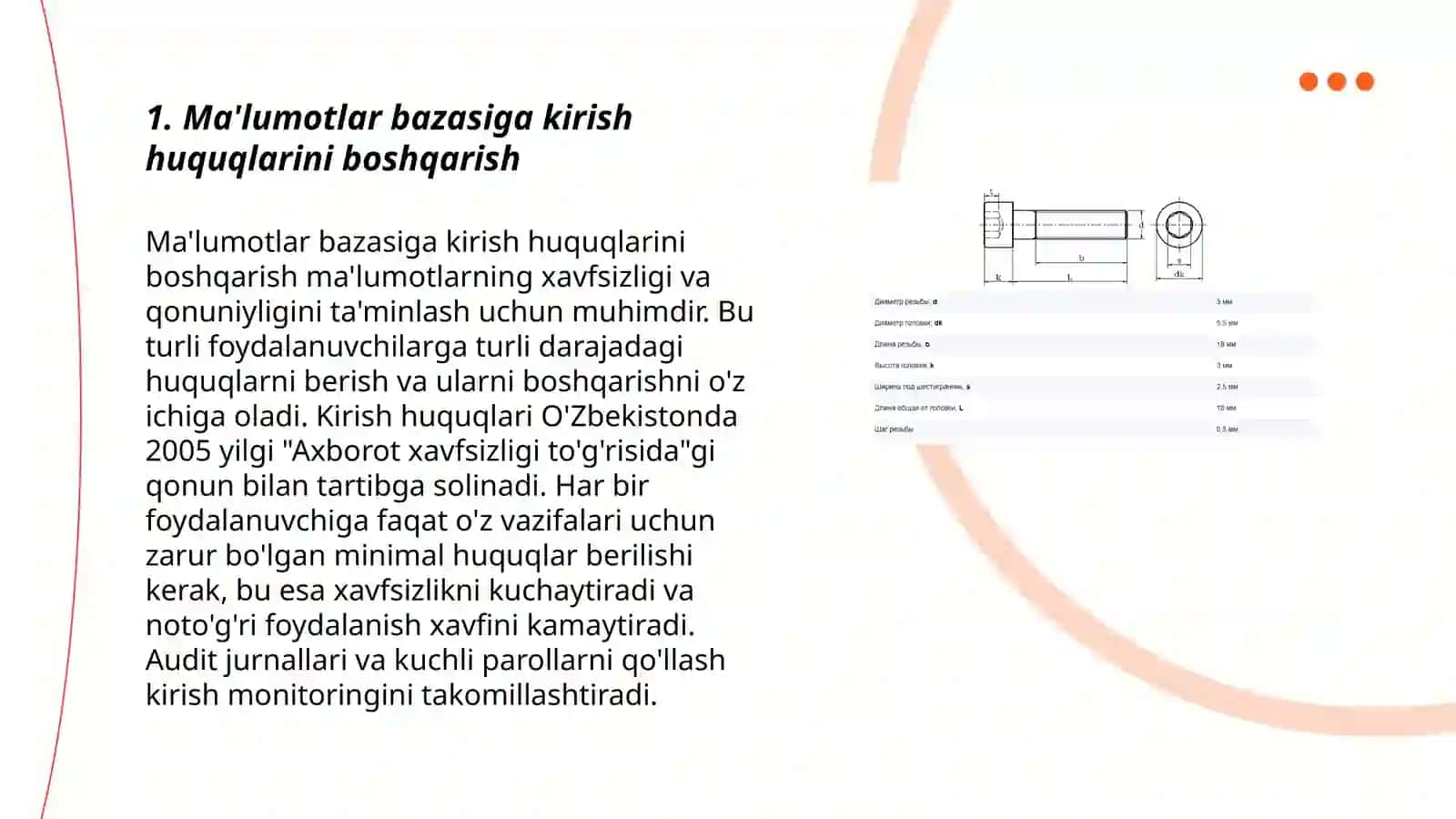Mandatli model asosida ma'lumotlar bazasidan foydalanishni cheklashni tashkil etish 3