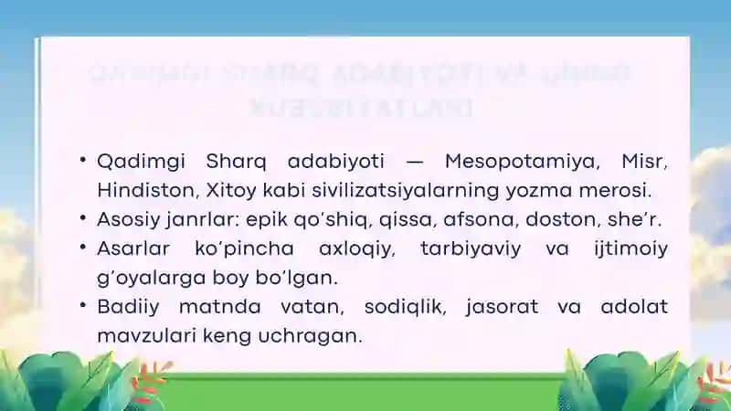 ENG QADIMGI SHARQ ADABIYOTIDA VATANPARVARLIK GʻOYALARI 3