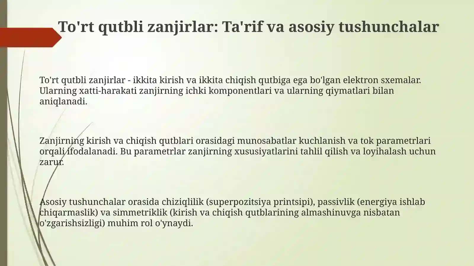 To’rtqutbliklarformalari.To’rtqutbliklarniasosiytushunchalarvaturlari 3