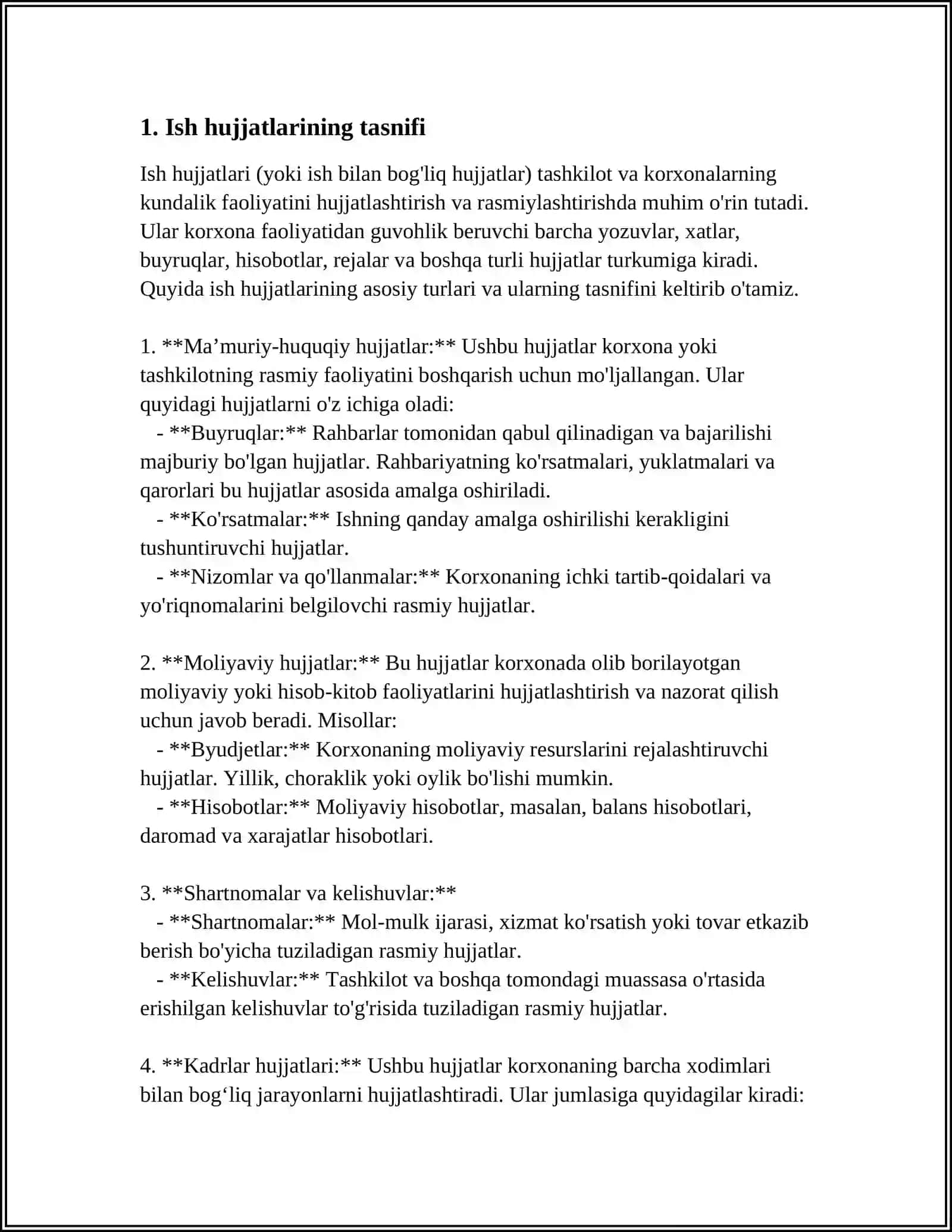 ISH HUJJATLARI VA ULARGA QÒYILADIGAN ASOSIY TALABLAR 3