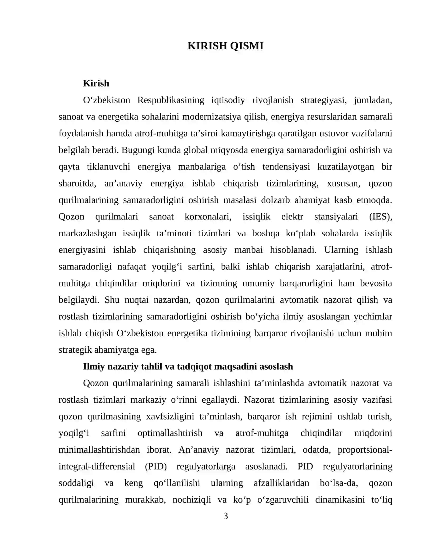 Qozon qurulmasini avtomatik nazorat qilish va rostlash 3