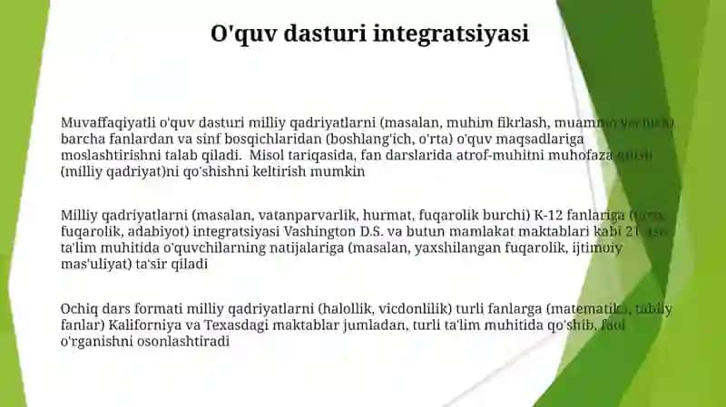 Ta'lim-tarbiya jarayonida milliy qadriyatlarning o'rni ochiq dars mashg'uloti 3