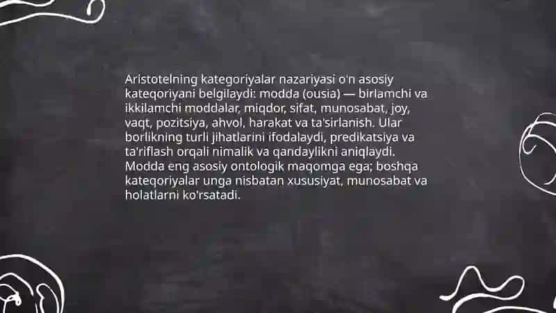 Aristotel Forobiy Kant ontologiyasida kategoriyalarining tasnifi 3