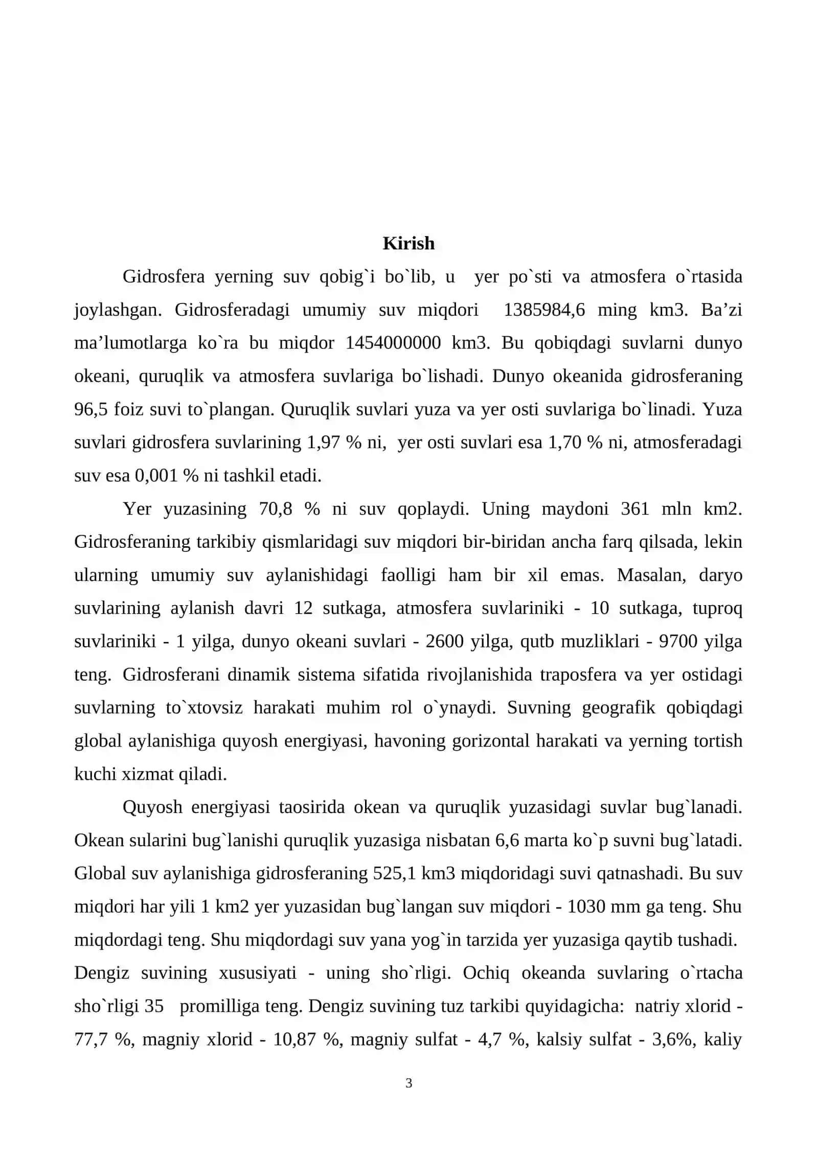 Gidrosfera va uning tarkibiy qismlari 3