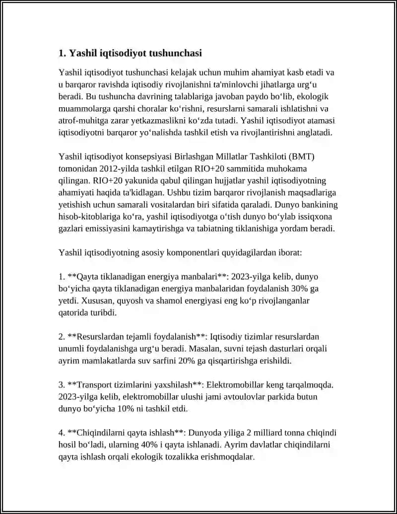 Yashil iqtisodiyotga o‘tish tamojlar 3