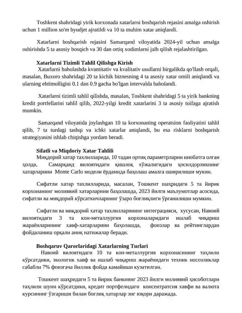 Boshqaruv qarorlari xavflarini tizimli tahlil qilish 3