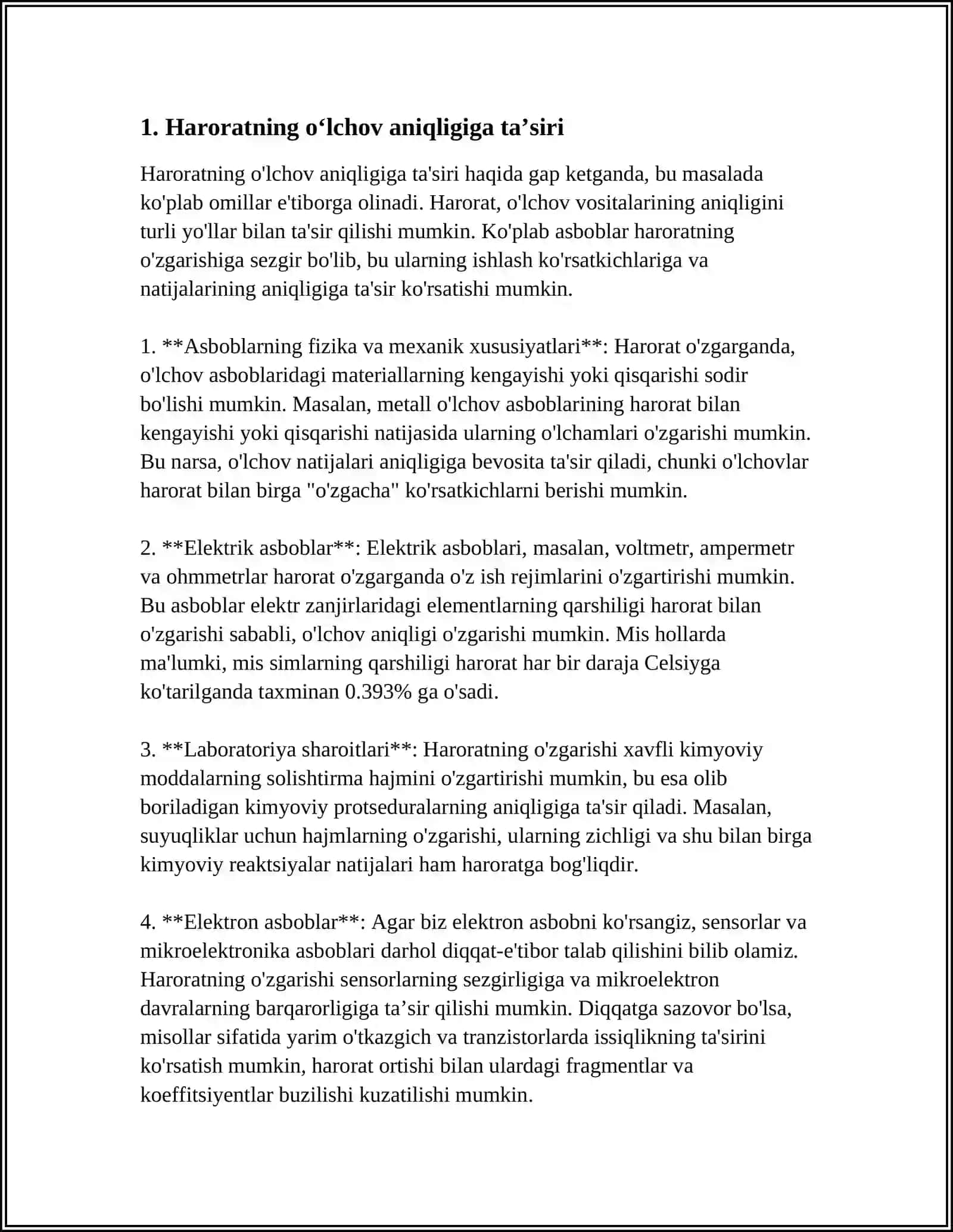 HARORAT VA BOSHQA TASHQI OMILLARNING METROLOGIK XUSUSIYATLARGA TA'SIR 3