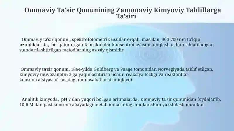 Ommaviy Ta'sir Qonunining Zamonaviy Kimyoviy Tahlillarga Ta'siri 3